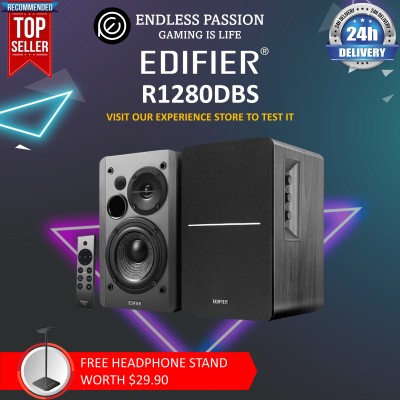 Edifier R1280DBS有源蓝牙书架扬声器-光学输入-2.0无线演播室监听扬声器-42W RMS，带低音炮线路输出